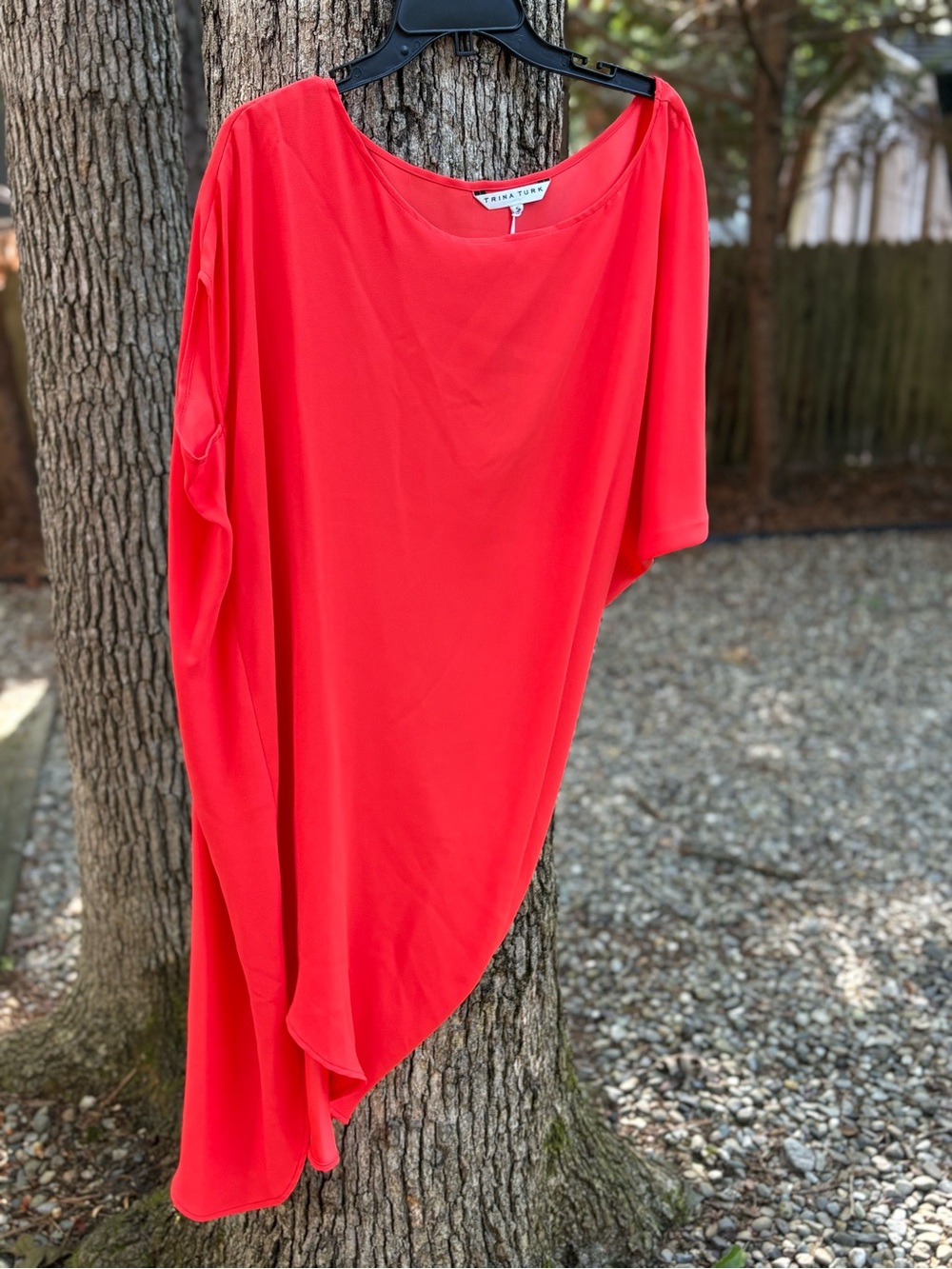 Trina Turk Red Asymmetric Draped Women's Top